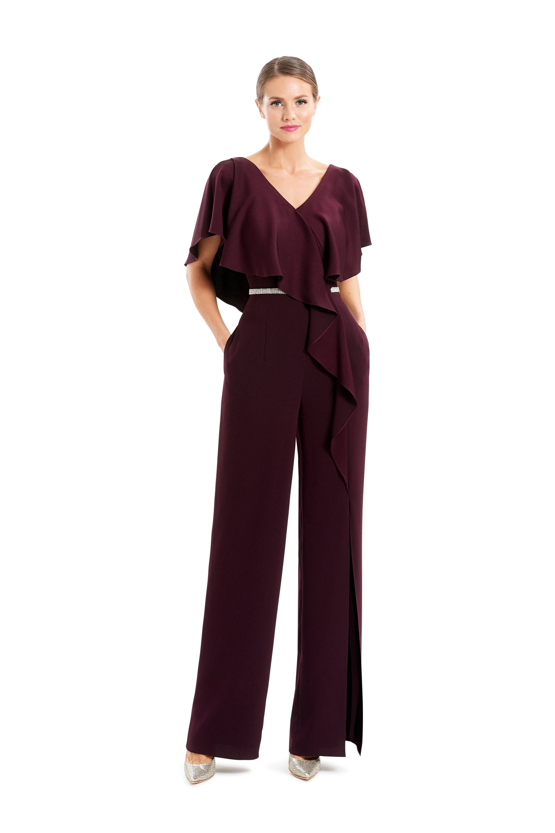 Alexander by Daymor 1669F22 Long Ruffle Formal Jumpsuit