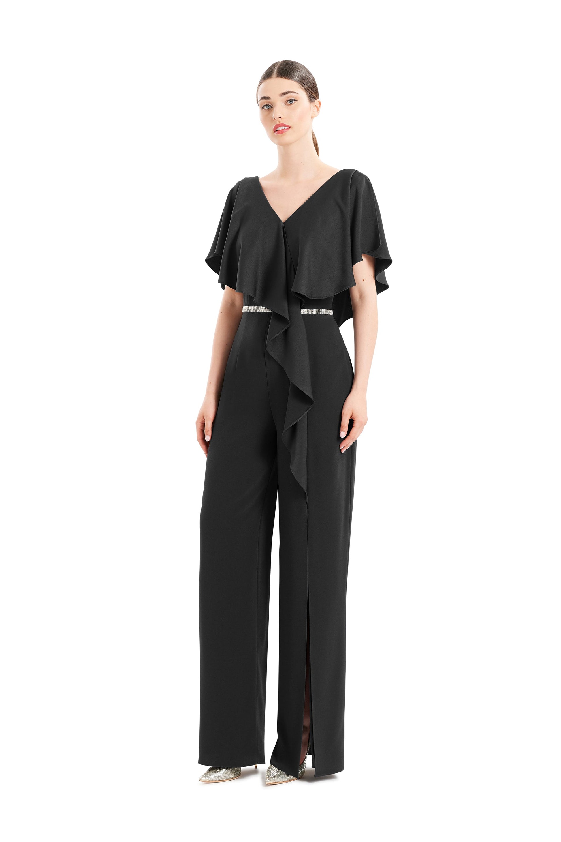 Alexander by Daymor 1669F22 Long Ruffle Formal Jumpsuit