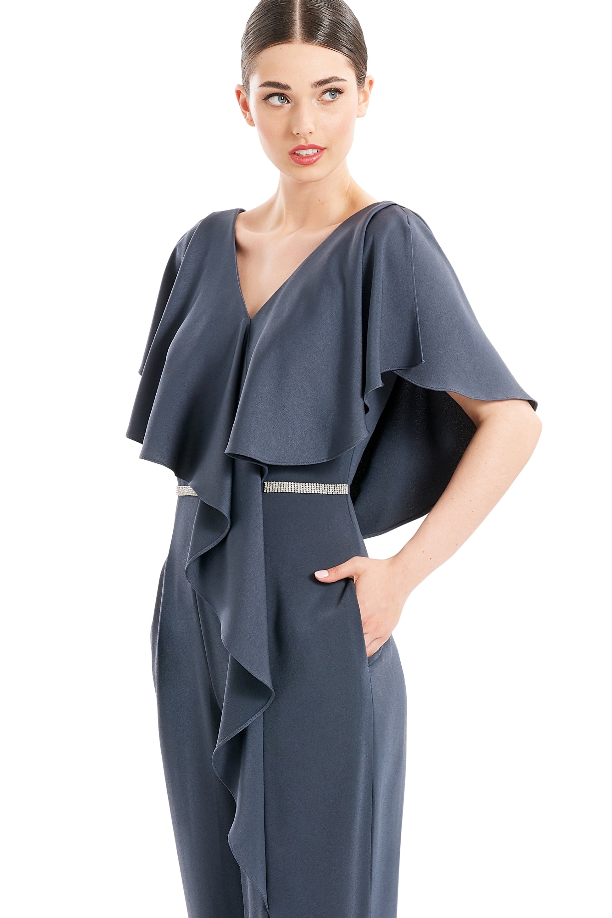 Alexander by Daymor 1669F22 Long Ruffle Formal Jumpsuit