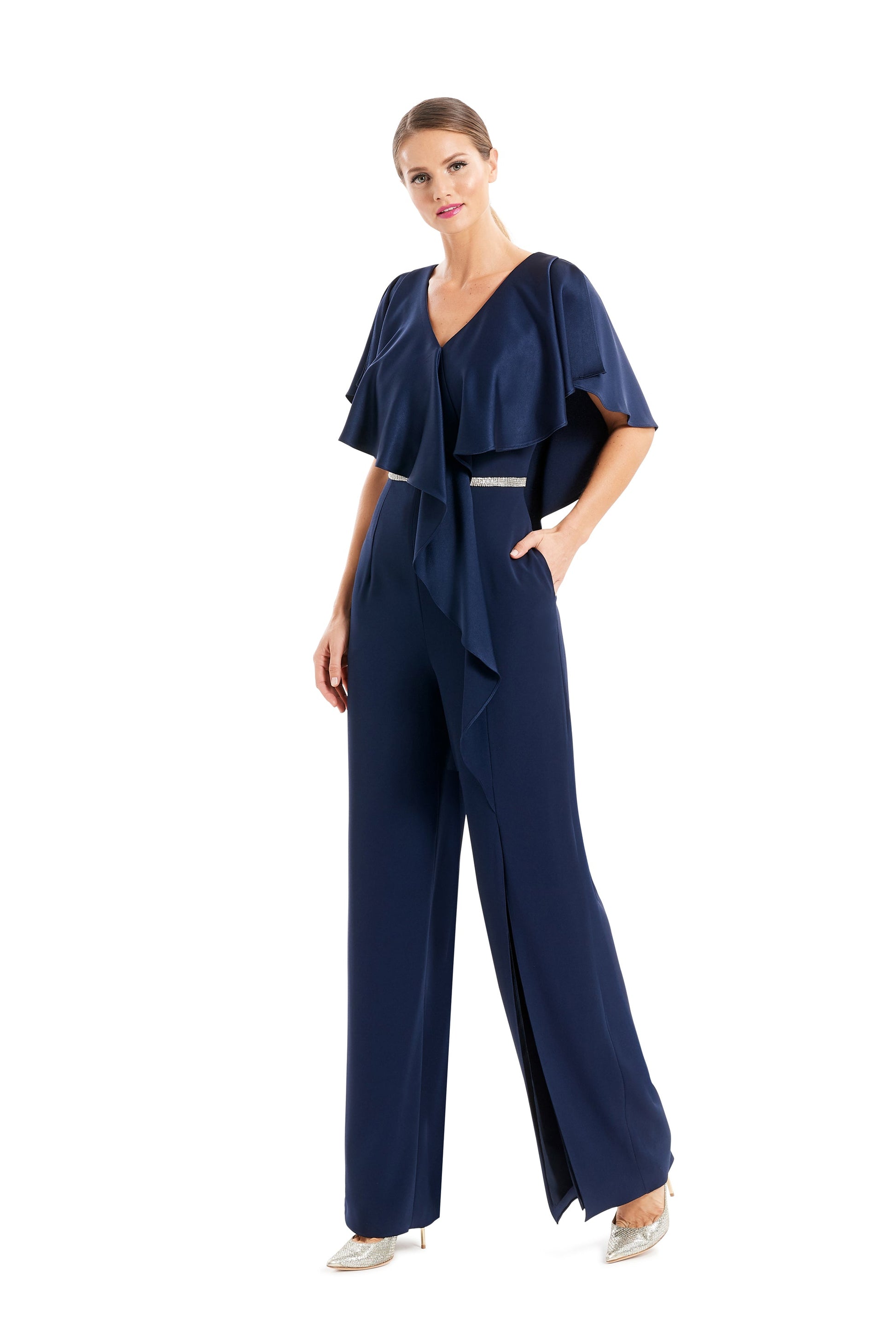 Alexander by Daymor 1669F22 Long Ruffle Formal Jumpsuit