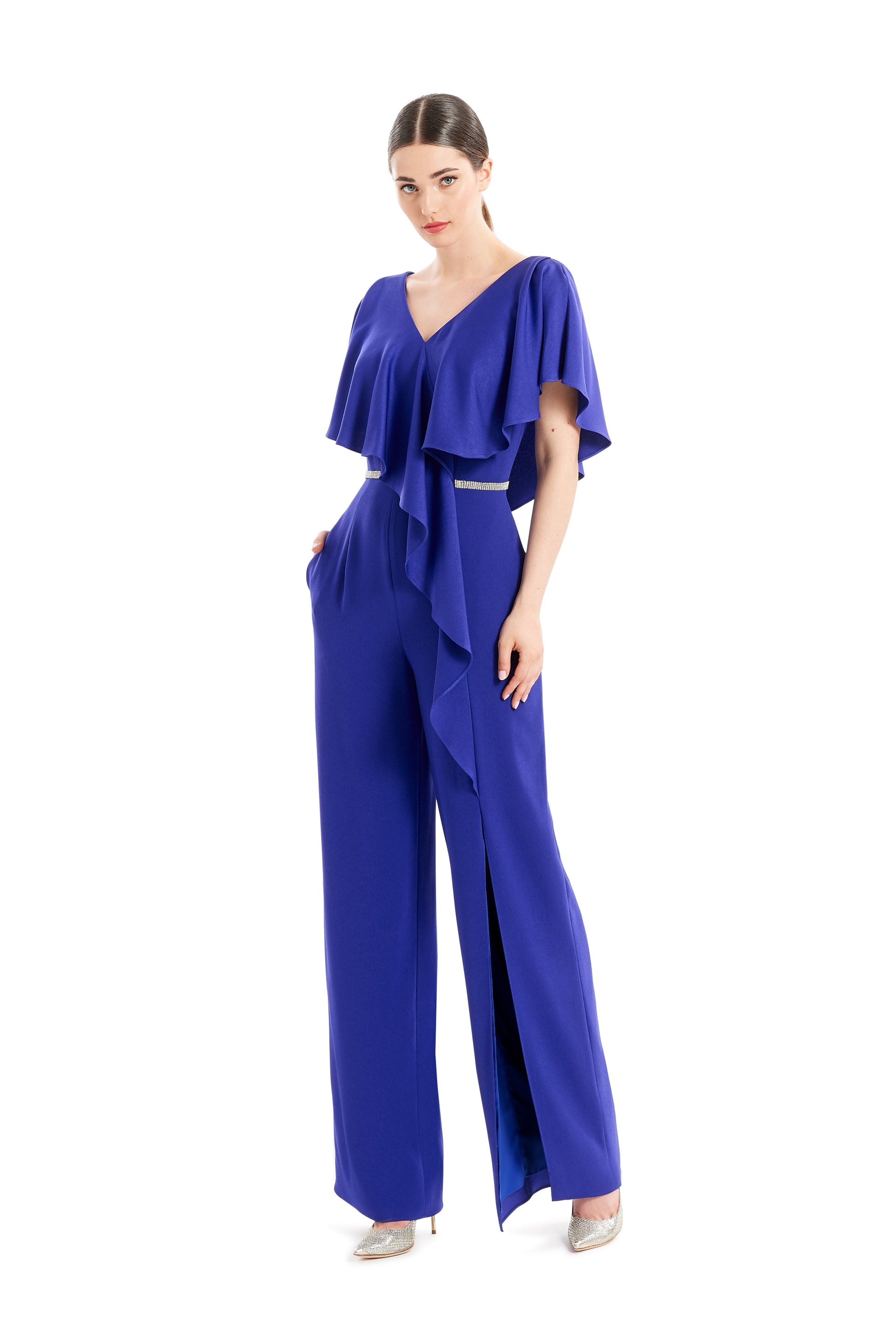 Alexander by Daymor 1669F22 Long Ruffle Formal Jumpsuit