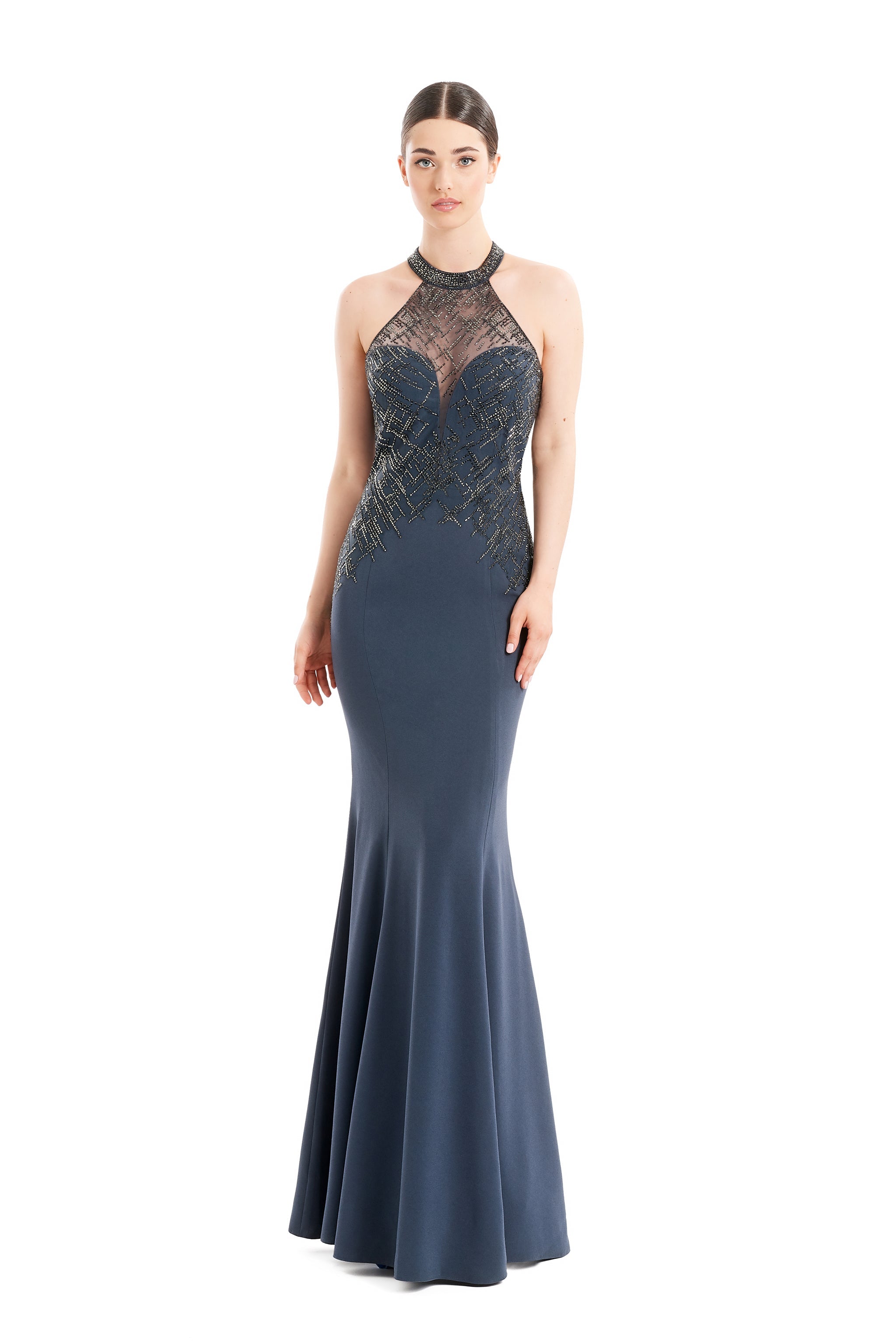 Formal Dresses Beaded Long Mermaid Formal Evening Dress Sapphire