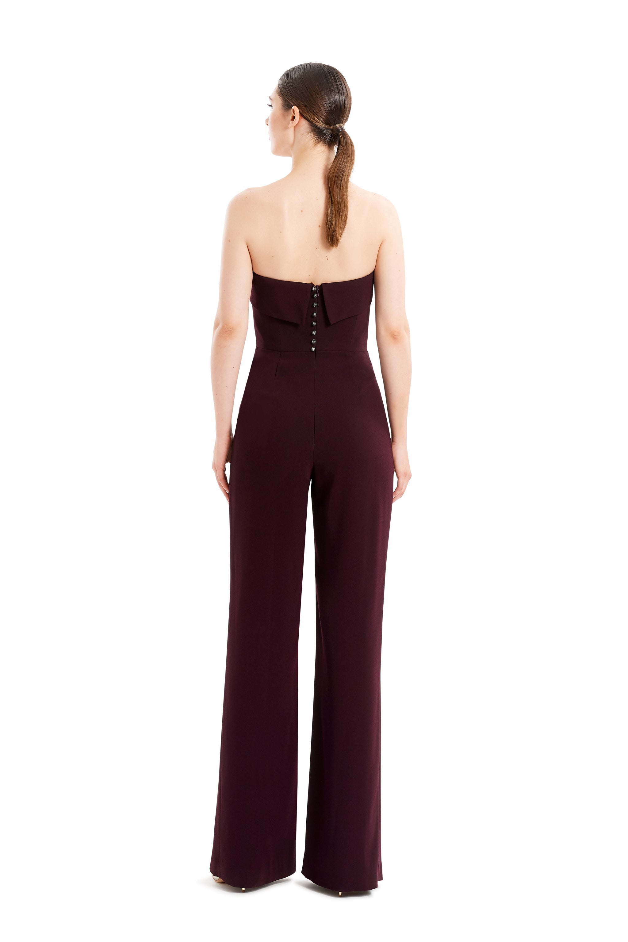 Jumpsuit Long Fitted Formal Pleated Jumpsuit Aubergine