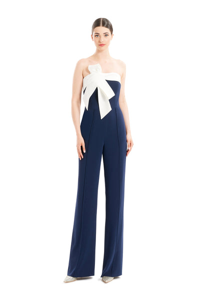 Jumpsuit Long Formal Pleated Jumpsuit Midnite/White