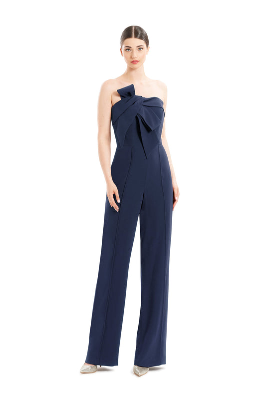 Jumpsuit Long Fitted Formal Pleated Jumpsuit Midnite