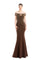 Formal Dresses Mermaid Long Formal Beaded Evening Dress Chestnut