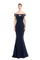 Formal Dresses Mermaid Long Formal Beaded Evening Dress Navy