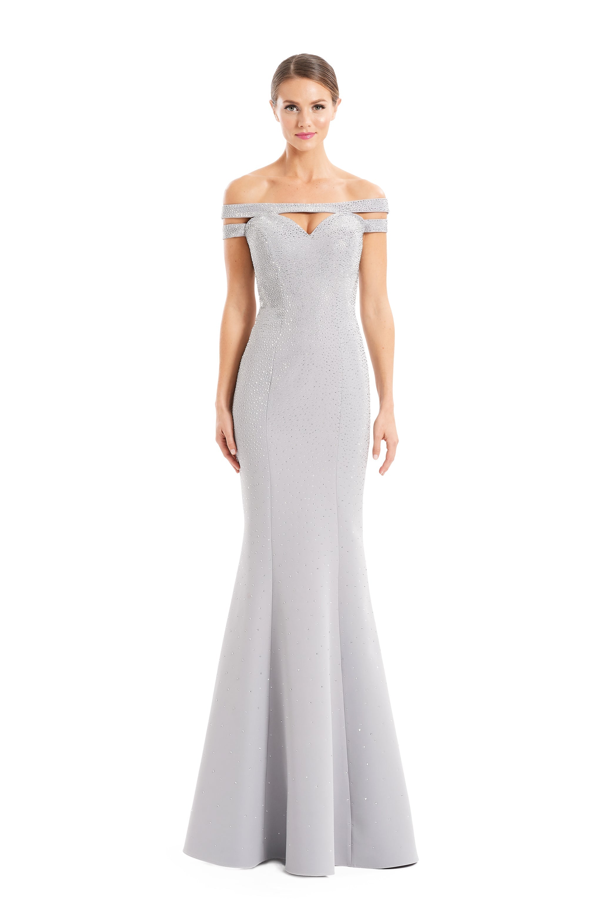 Formal Dresses Mermaid Long Formal Beaded Evening Dress Silver