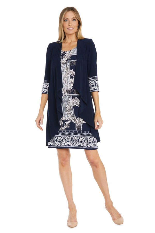 Printed Mother of the Bride Jacket Dress Short R&M Richards 1687