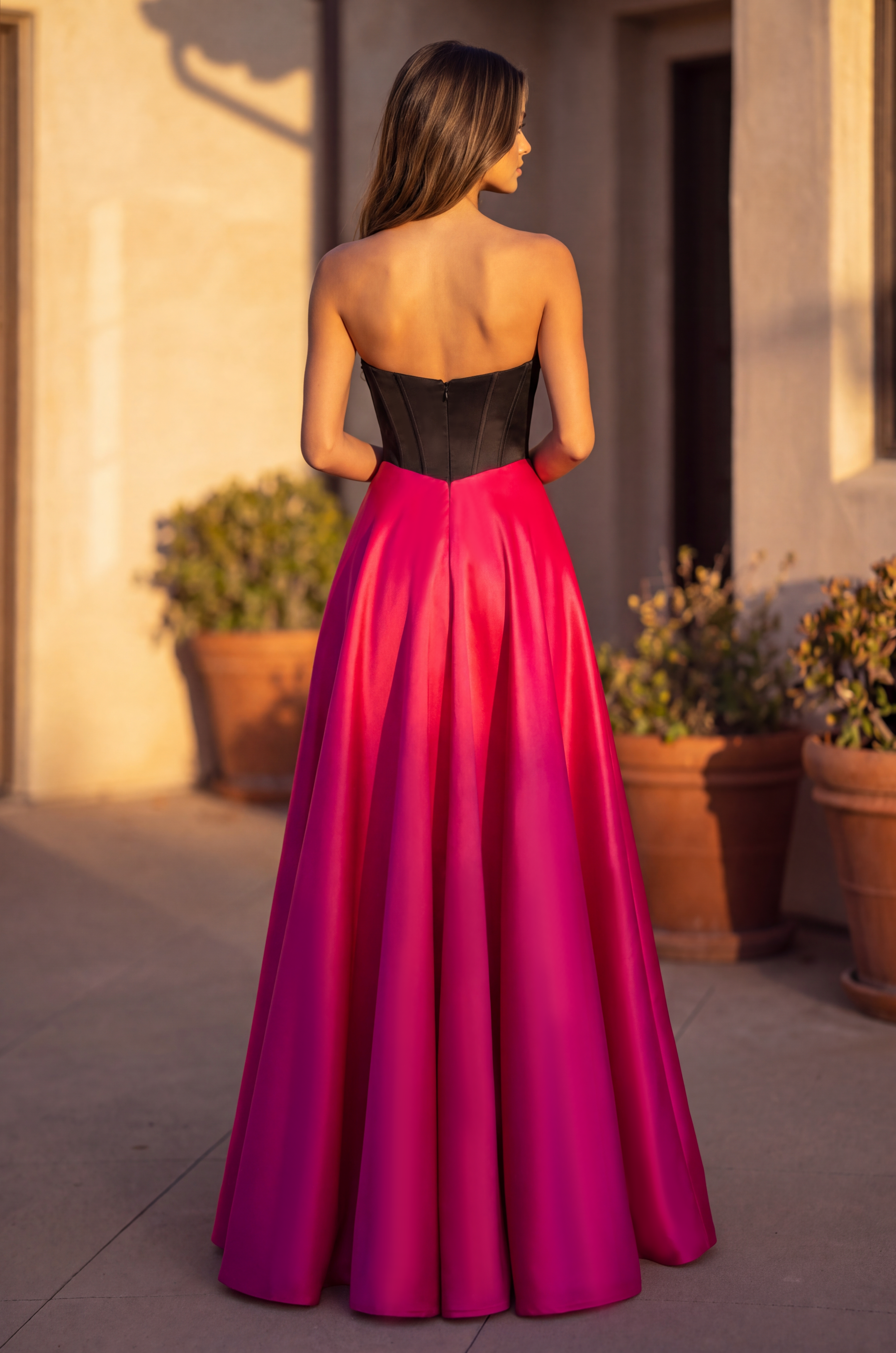 Formal A Line Satin Beaded Corset Evening Gown