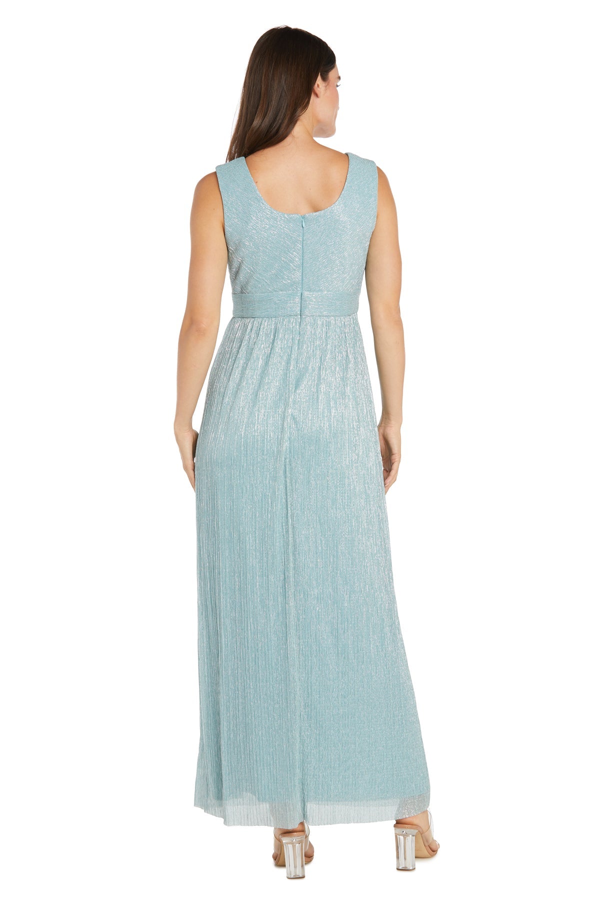 R&M Richards 1695 Long Formal Metallic Cape Evening Dress