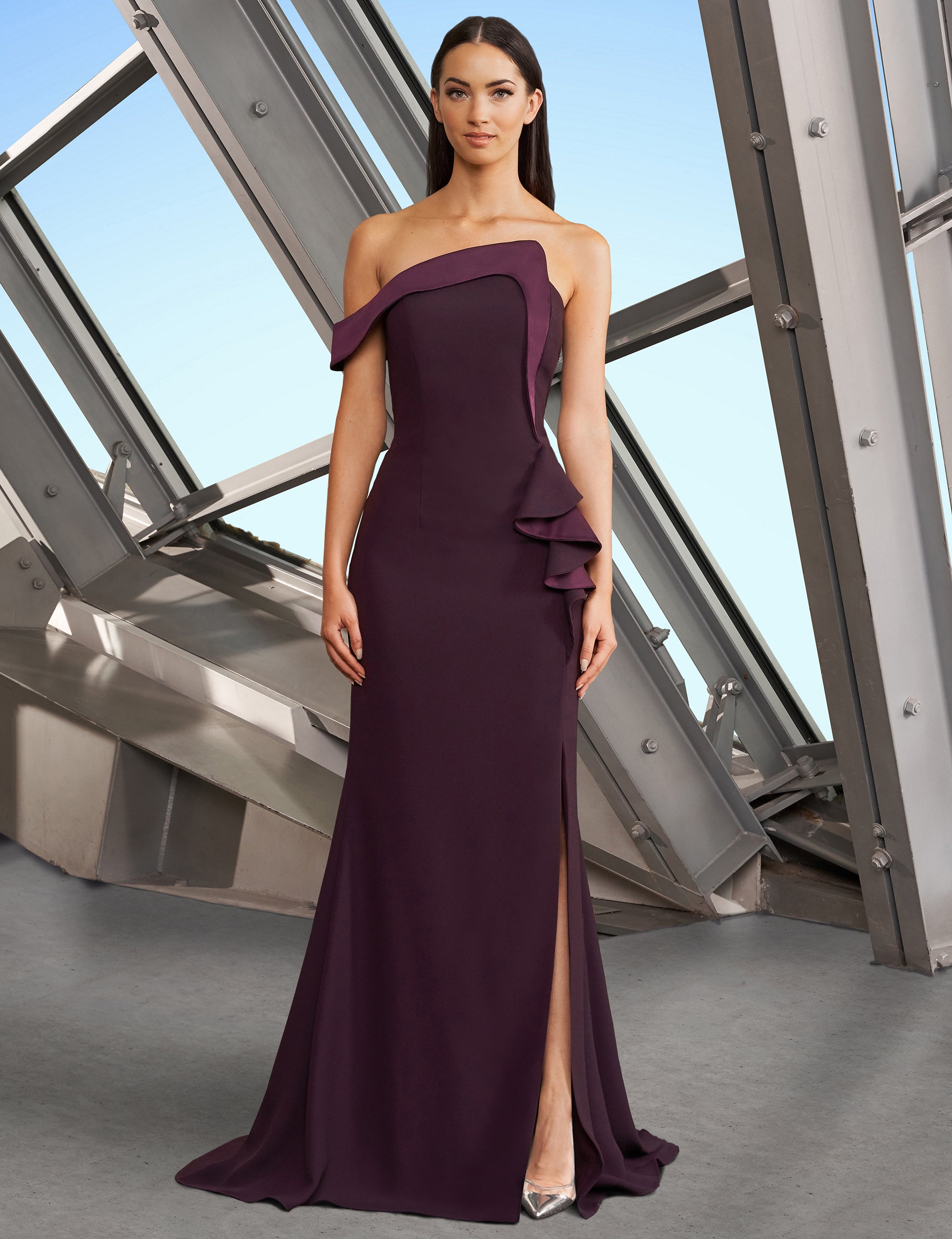 Formal Dresses Long Pleated Ruffle Formal Dress Aubergine