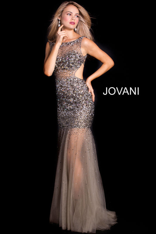 Prom Dresses Formal Long Beaded Prom Dress Grey Silver