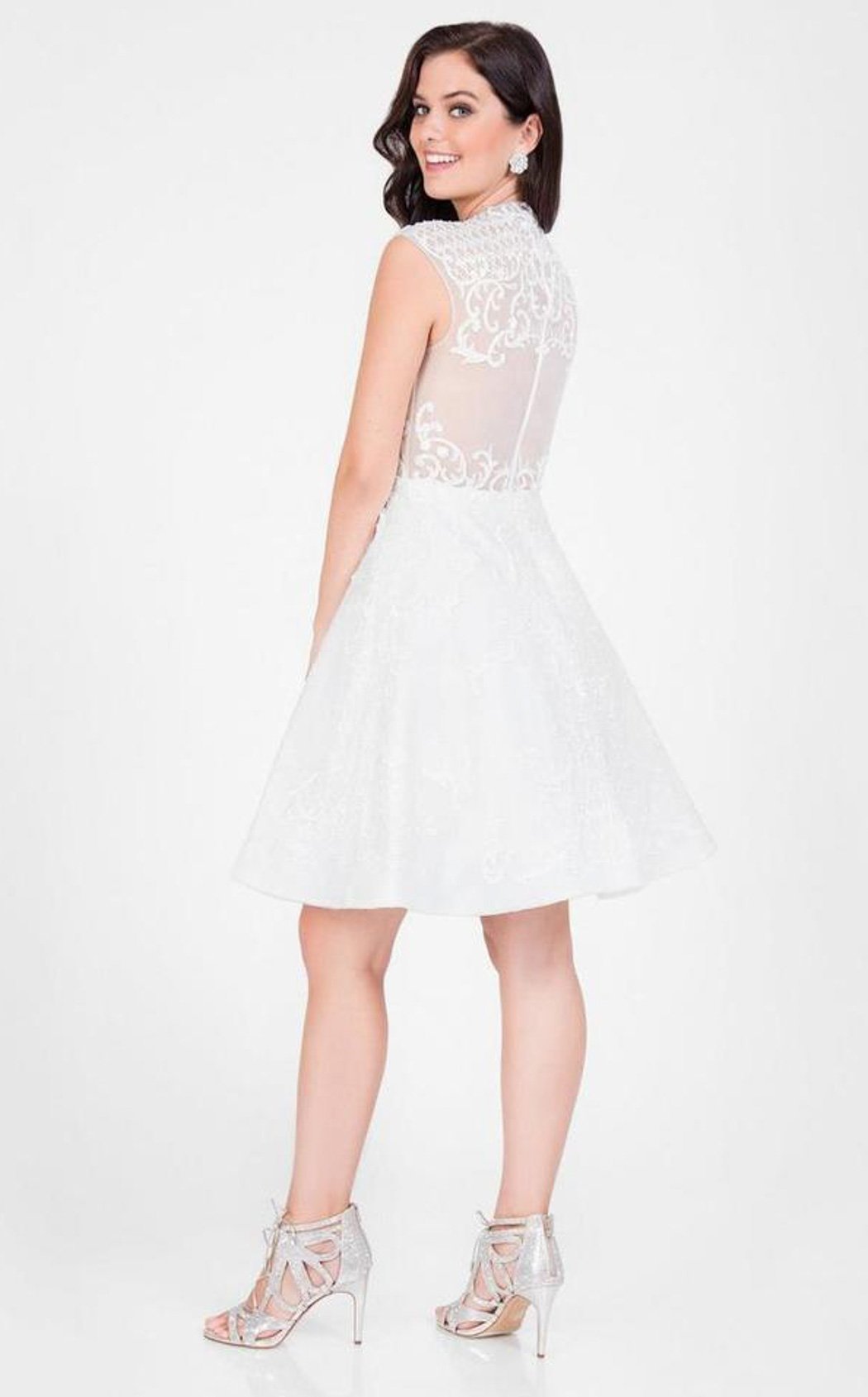 Cocktail Dresses Beaded Short A Line Mini Cocktail Dress Ivory