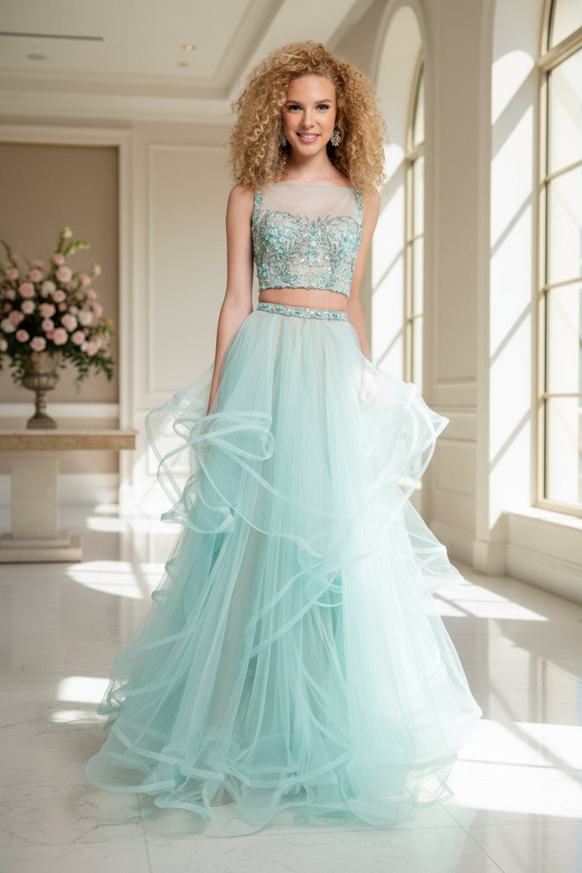 Terani Couture 1711P2686 Long A Line Two Piece Formal Prom Dress The Dress Outlet Terani Couture 1711P2686 Long A Line Two Piece Formal Prom Dress The Dress Outlet
