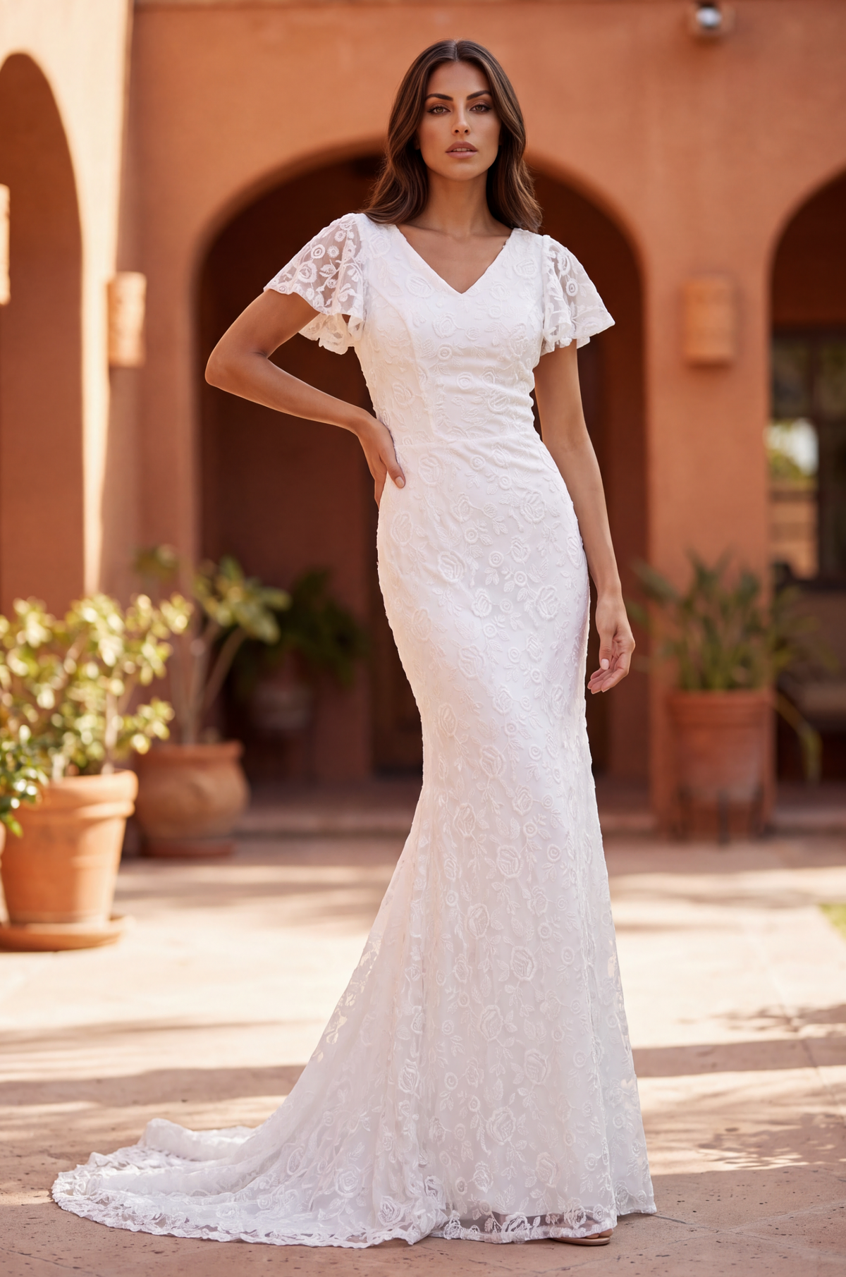 Short Sleeve Lace Wedding Dress