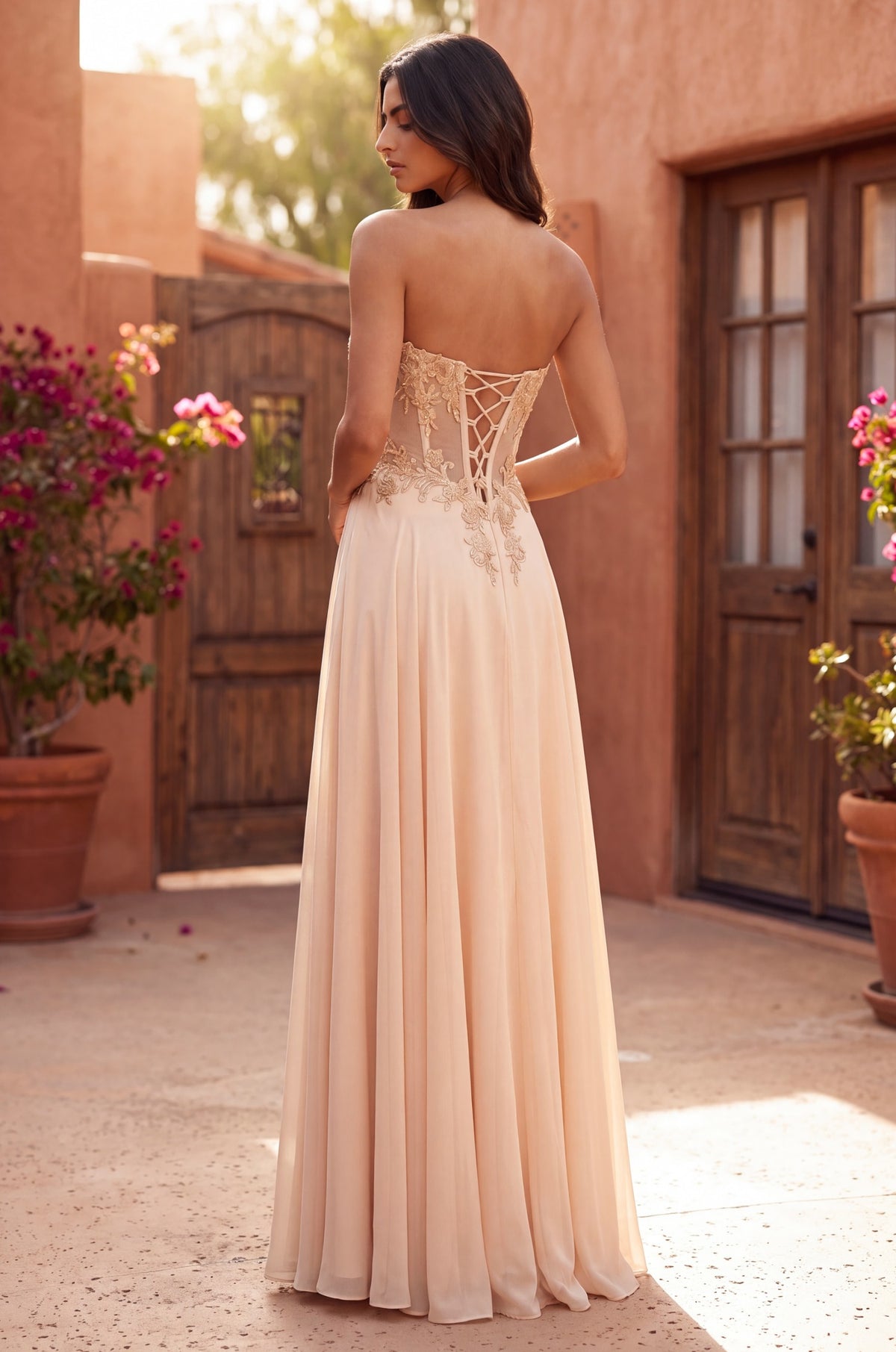Strapless Sweetheart Beaded Corset A-Line Evening Dress