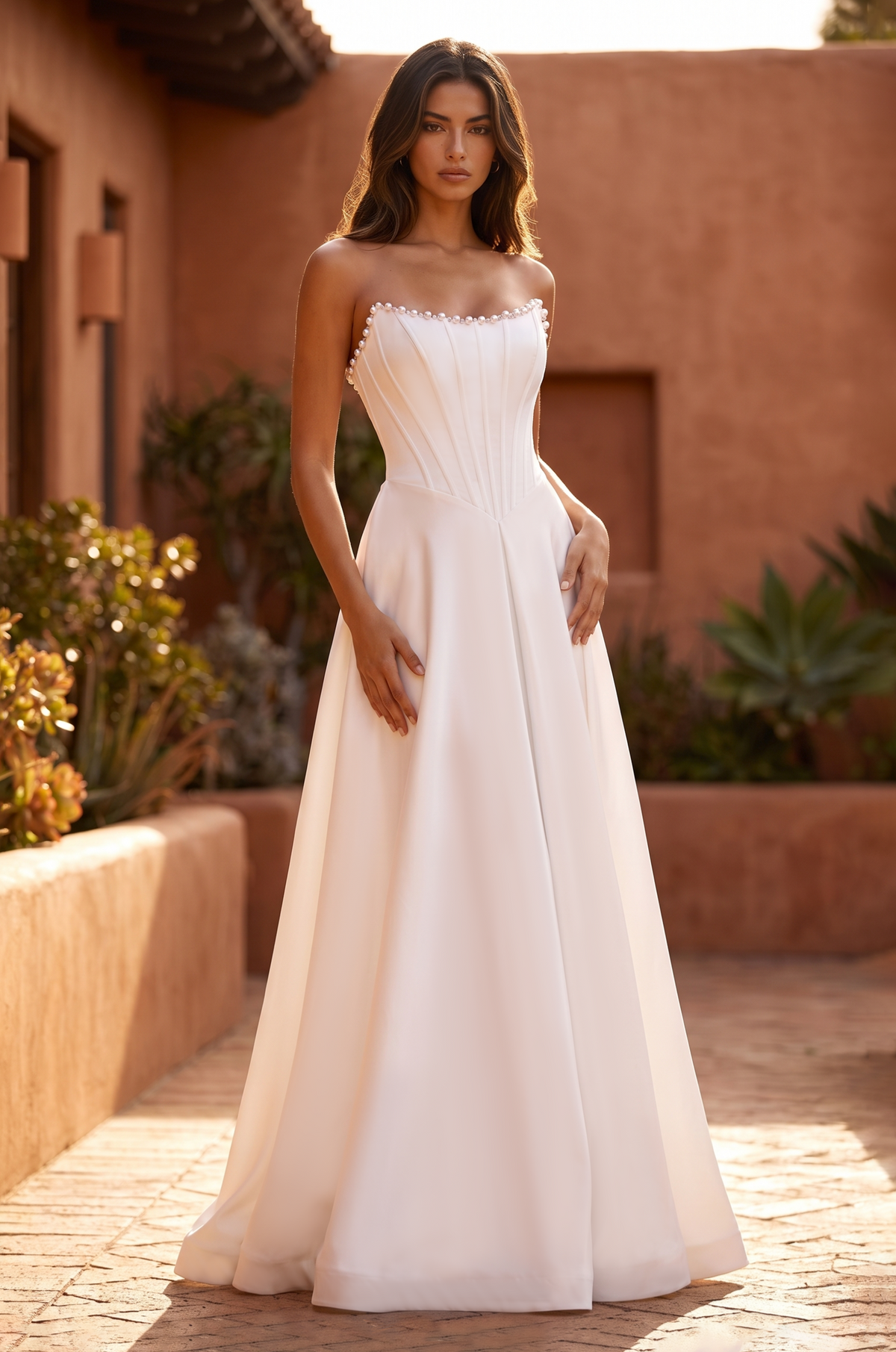 Strapless pearl-trim wedding gown product photo 1