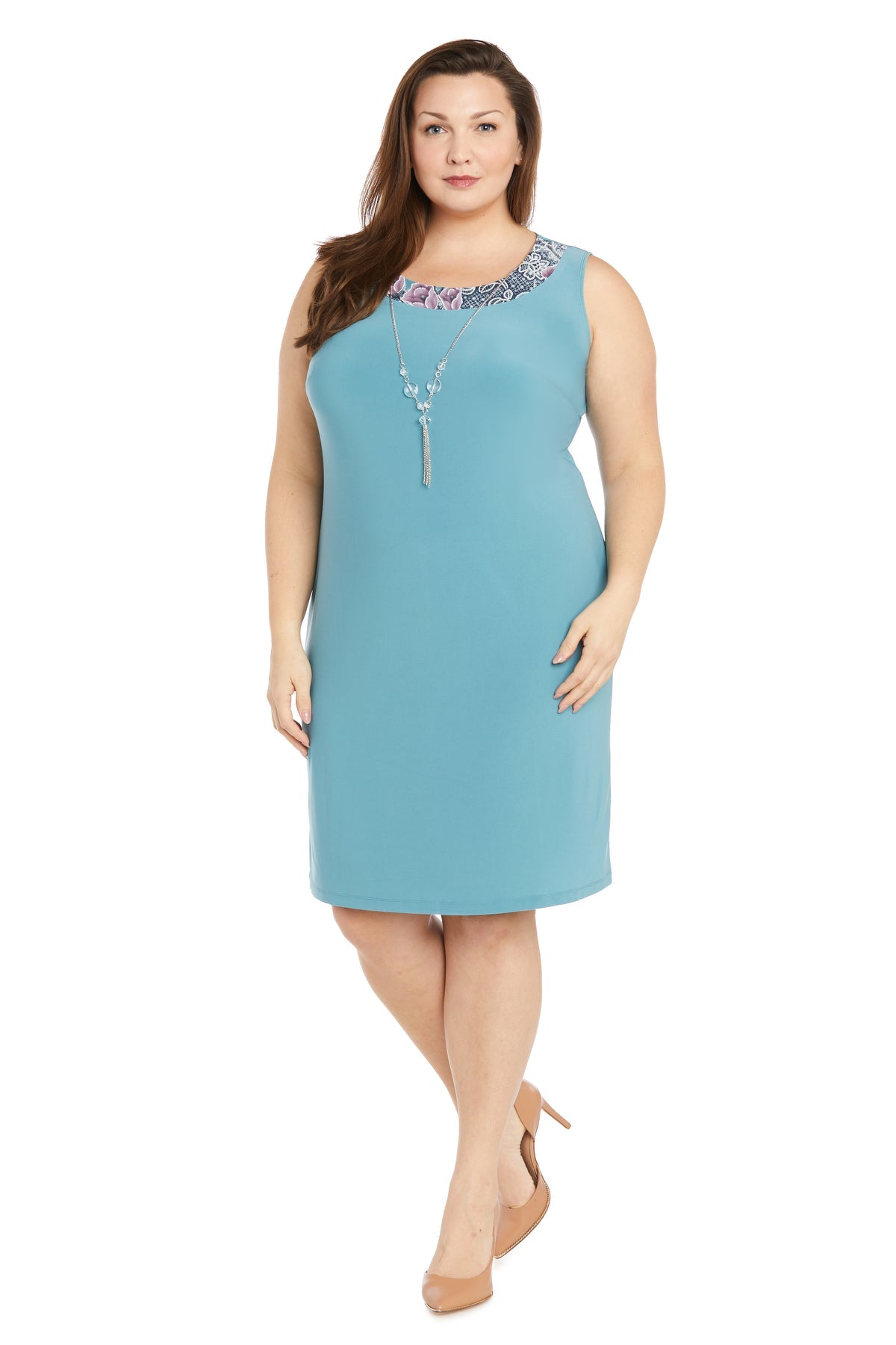 R&M Richards 1733W Short Plus Size Mother of the Bride Print Jacket Dress