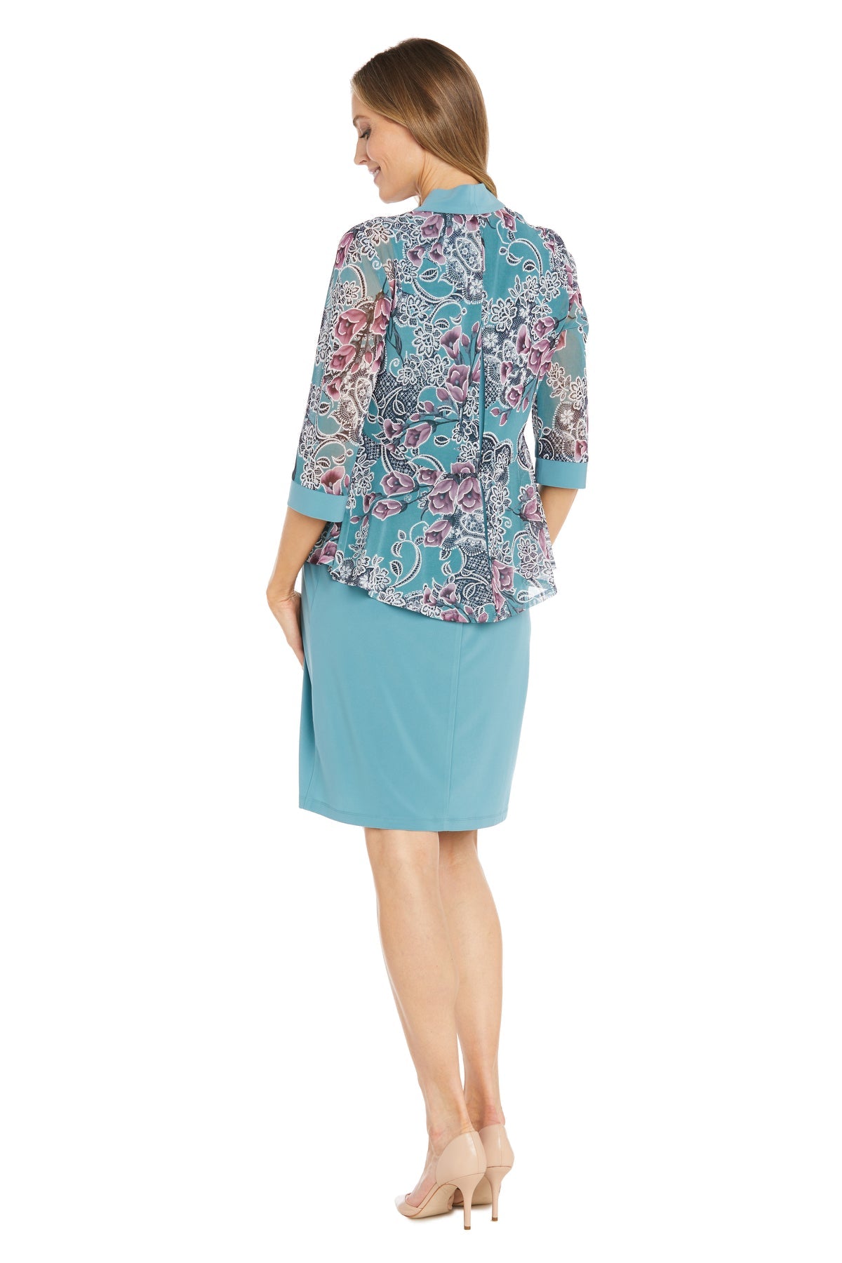 R&M Richards 1733 Short Floral Print Jacket Mother of the Bride Dress