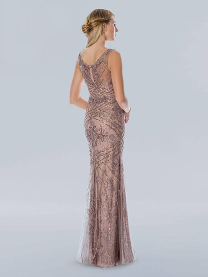 Sleeveless Long Evening Gown Prom Dress Rose Gold