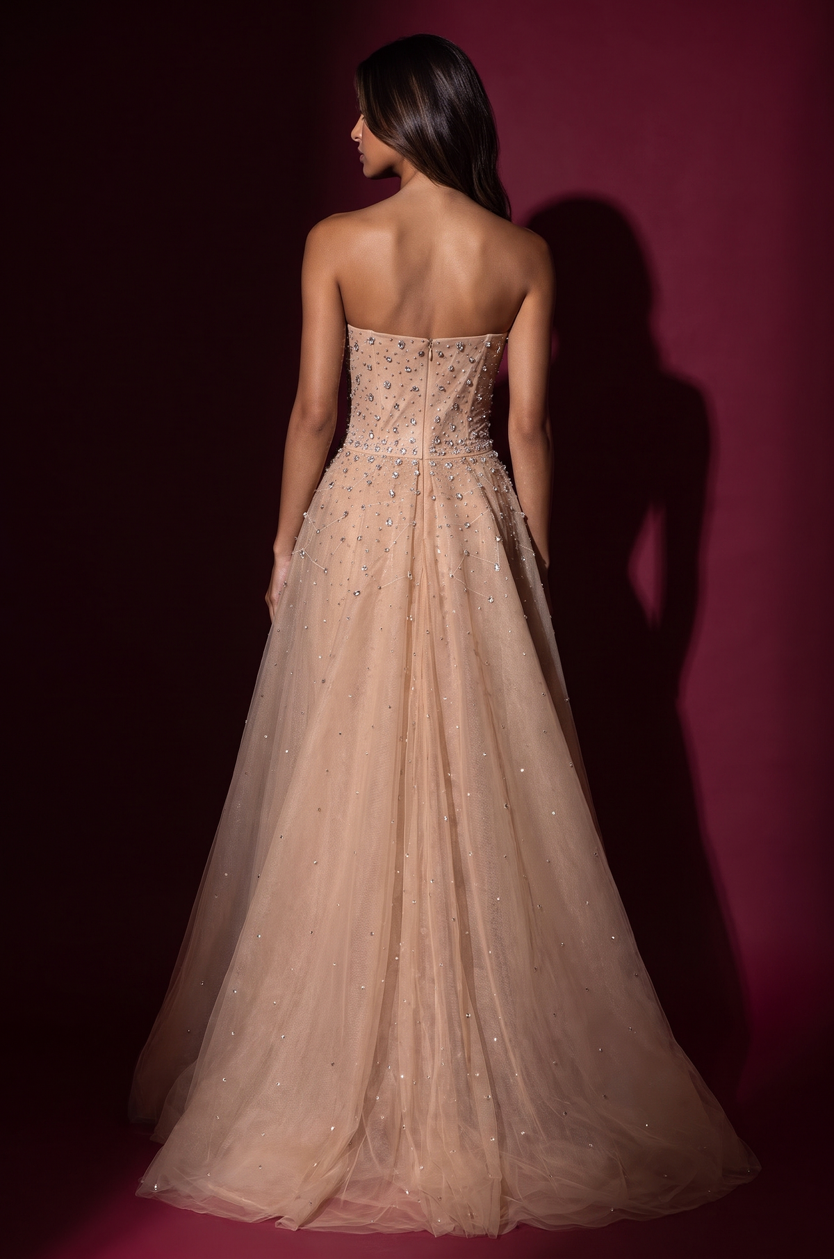 Long Couture Rhinestone Corset Formal Dress