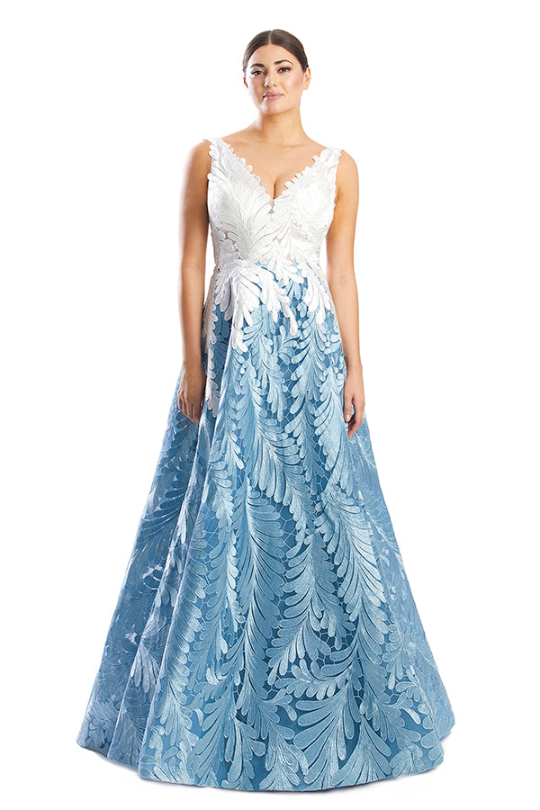 Prom Dresses Long Ball Gown Floral Print Prom Dress Daiquiri Ice/White