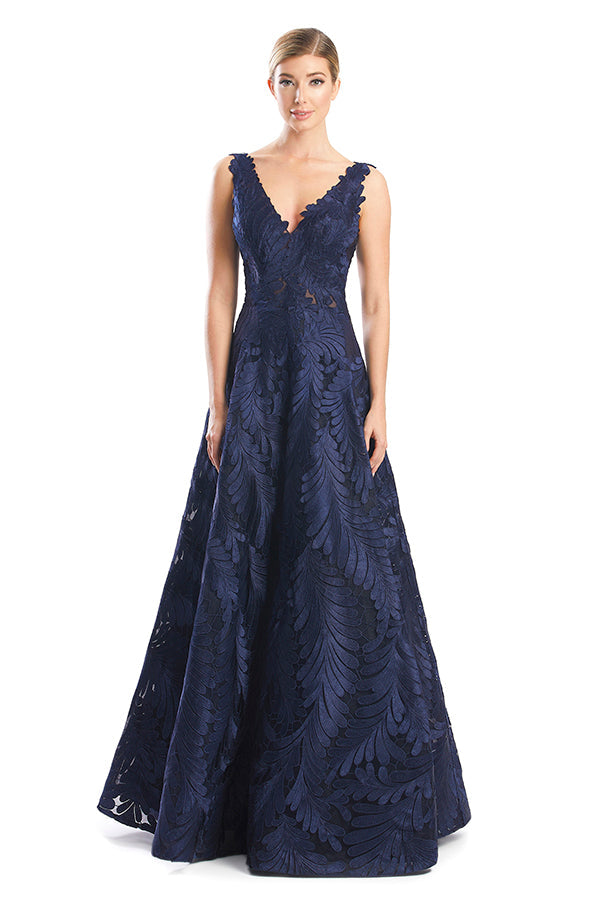 Prom Dresses Long Ball Gown Floral Print Prom Dress Navy/Delphi
