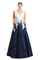 Prom Dresses Long Ball Gown Floral Print Prom Dress Navy/White