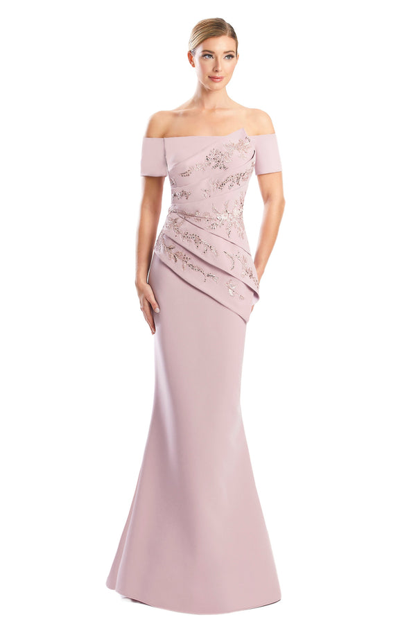 Alexander by Daymor 1753S23 Pleated Long Formal Beaded Dress