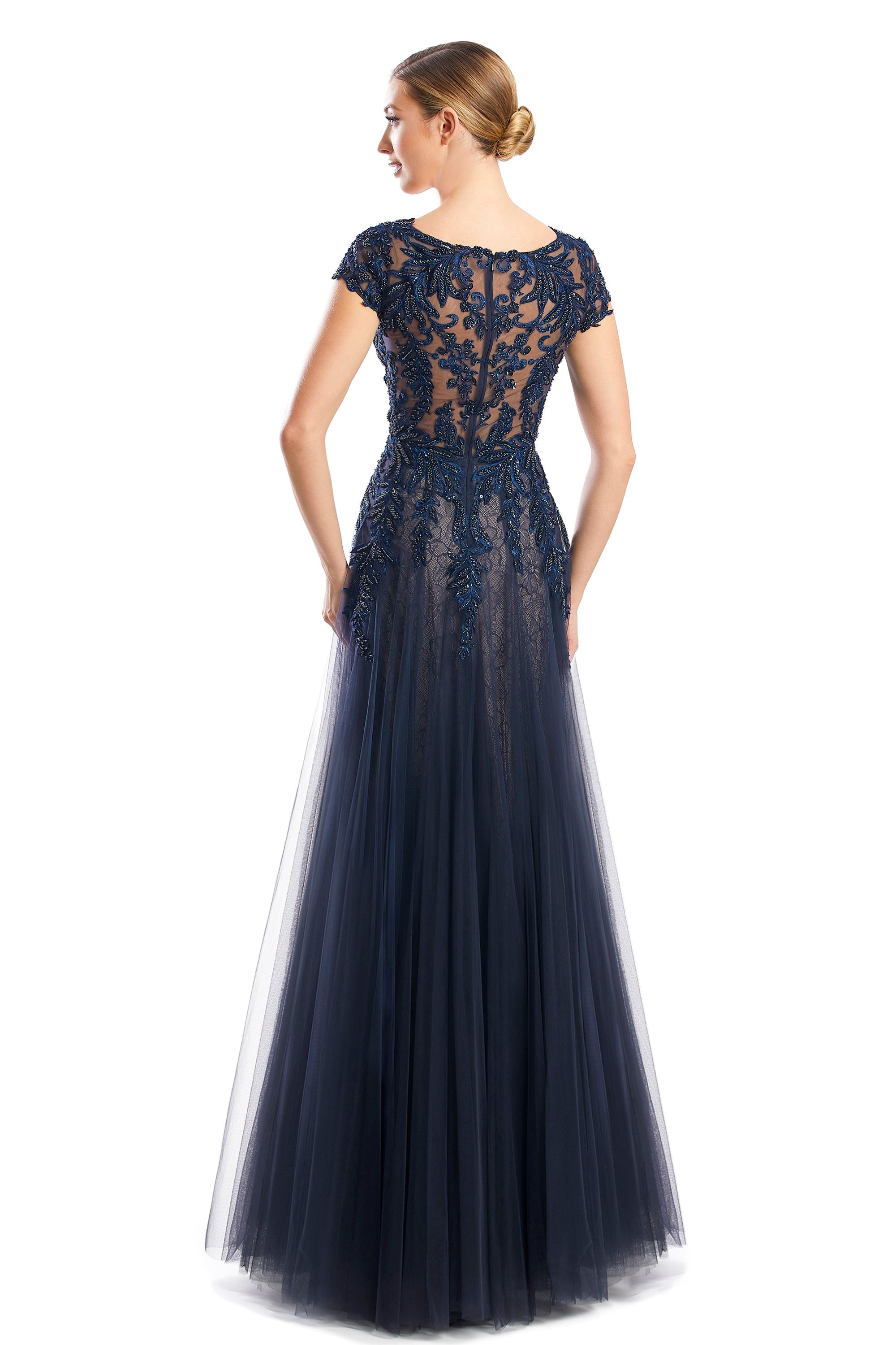 Formal Dresses A Line Long Formal Lace Evening Dress Navy