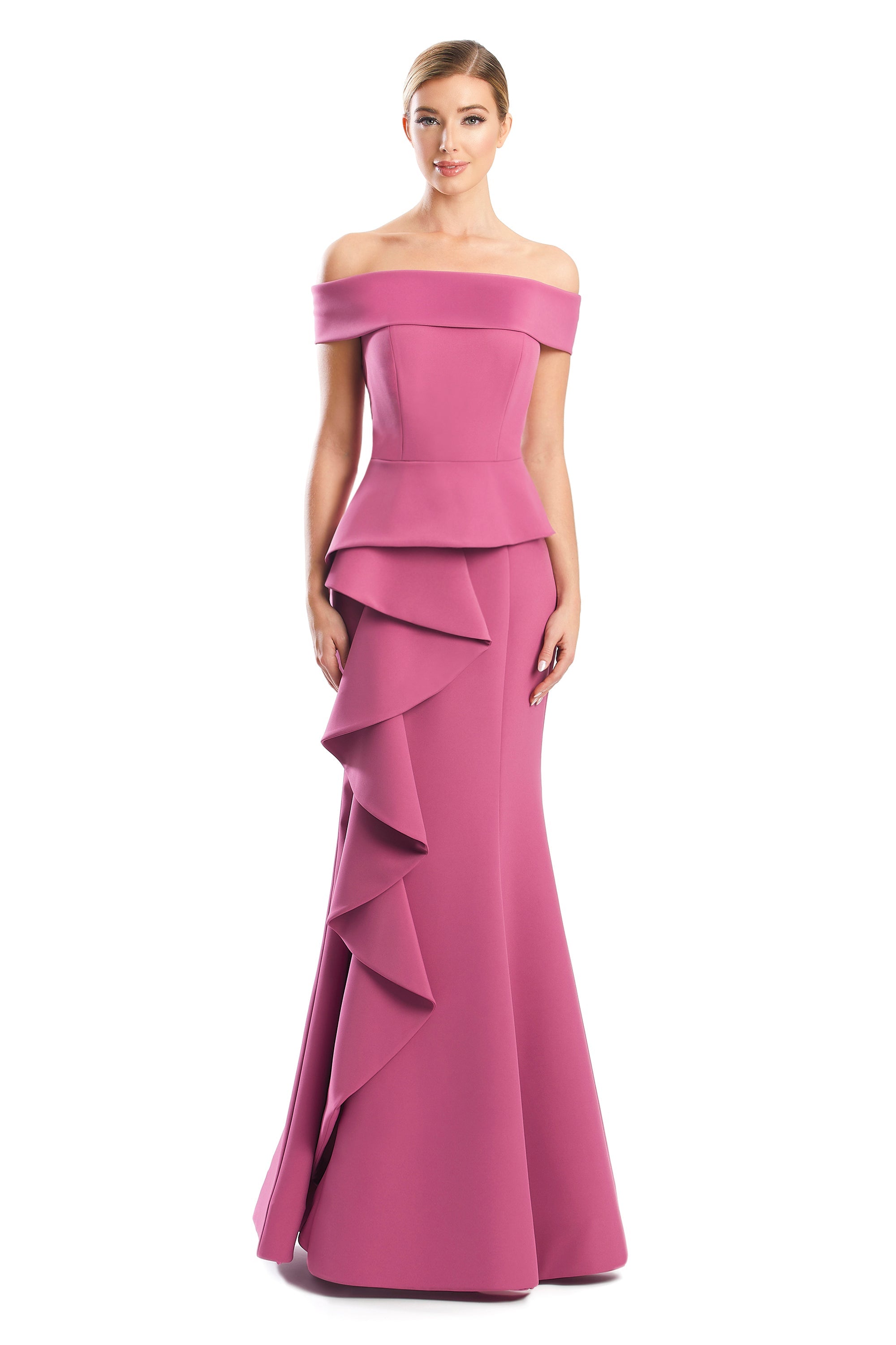 Formal Dresses Fitted Long Formal Peplum Evening Dress Orchid