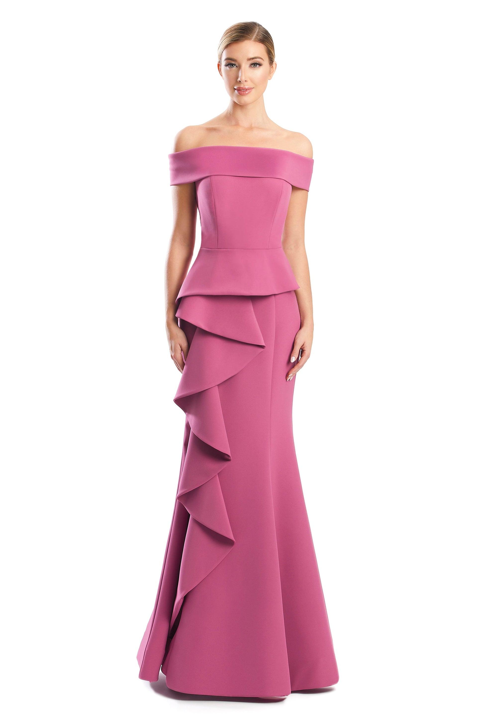 Alexander by Daymor 1756S23 Fitted Long Formal Peplum Evening Dress