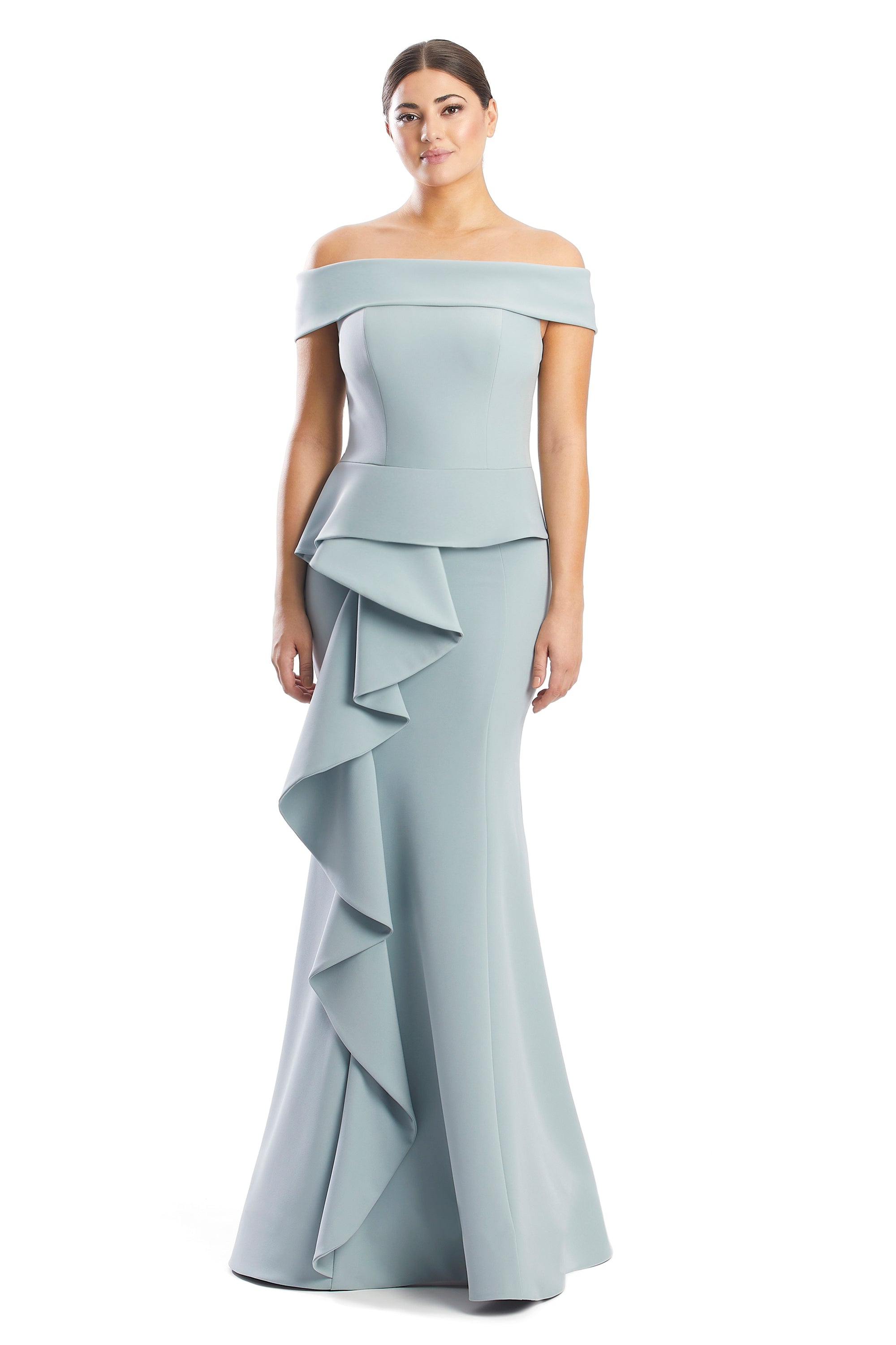 Alexander by Daymor 1756S23 Fitted Long Formal Peplum Evening Dress - Orchid / 10 Alexander by Daymor 1756S23 Fitted Long Formal Peplum Evening Dress - Orchid / 10