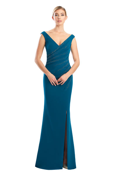 Alexander by Daymor 1757S23 Beaded Long Formal Pleated Slit Evening Dress