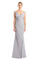 Formal Dresses Fitted Long Formal Beaded Evening Dress Silver
