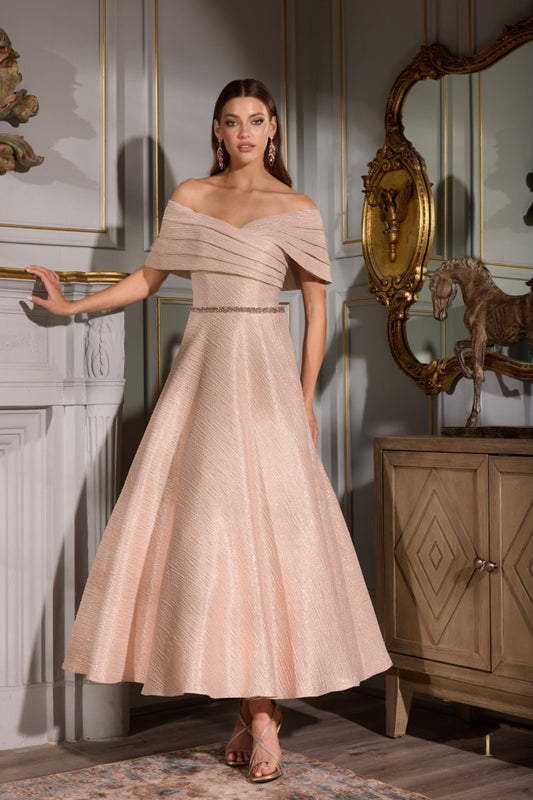 Cocktail Dresses A Line Pleated Tea Length Cocktail Dress Rose Gold