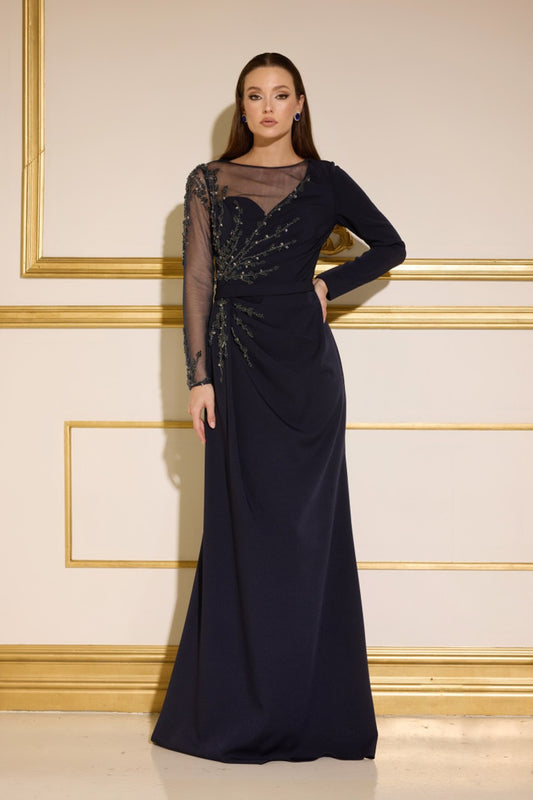 Mother of the Bride Dresses Long Sleeve Formal Mother of the Bride Dress Navy