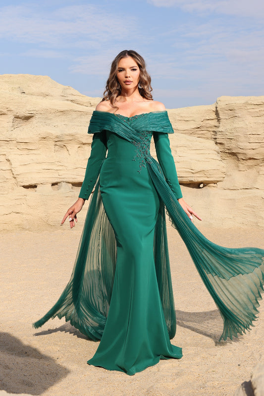 Formal Dresses Long Overskirt Formal Evening Dress Hunter
