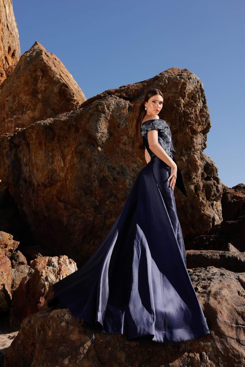 Terani Couture 252M5309 Long Fitted Overskirt Formal Dress