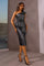 Cocktail Dresses Fitted Metallic Bodycon Short Cocktail Midi Dress Gunmetal