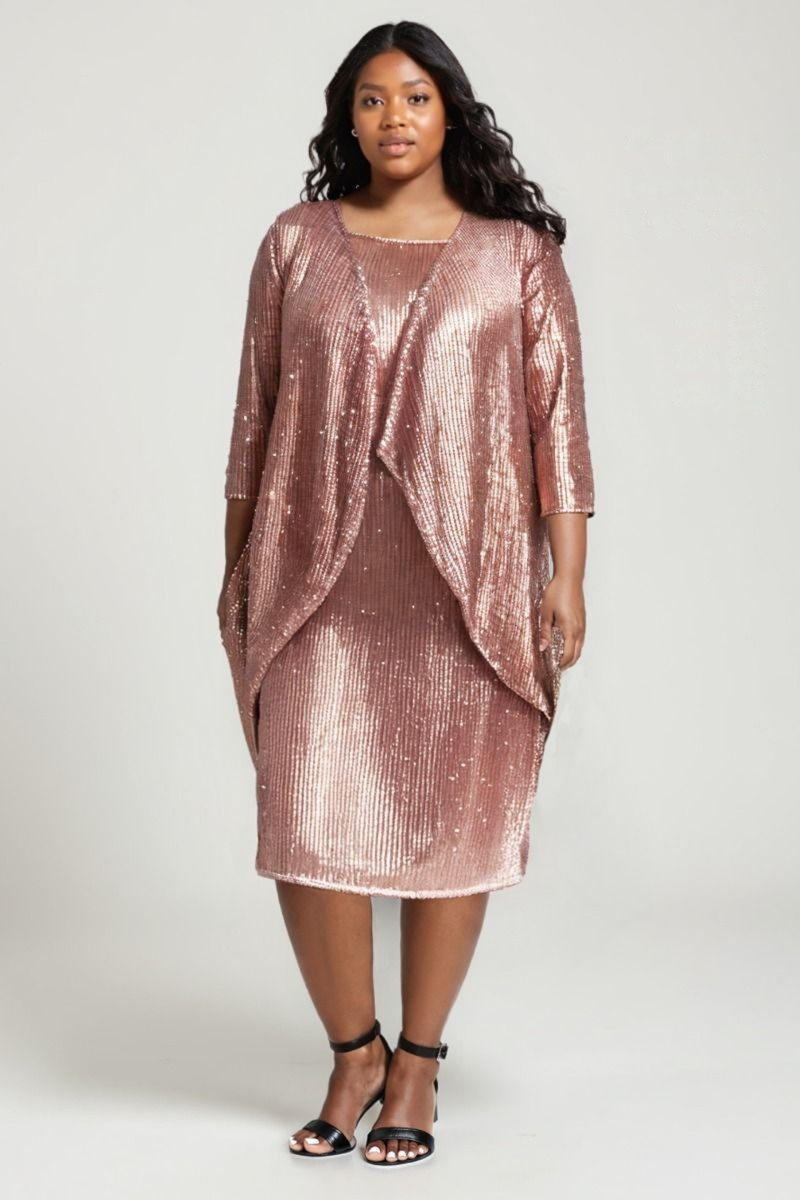 Amoris T9001P Mother of the Bride Cocktail Midi Jacket Dress