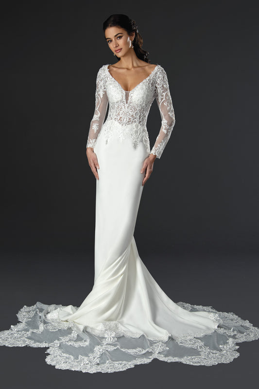 Wedding Dresses  Long Simple Mermaid Wedding Dress Off White