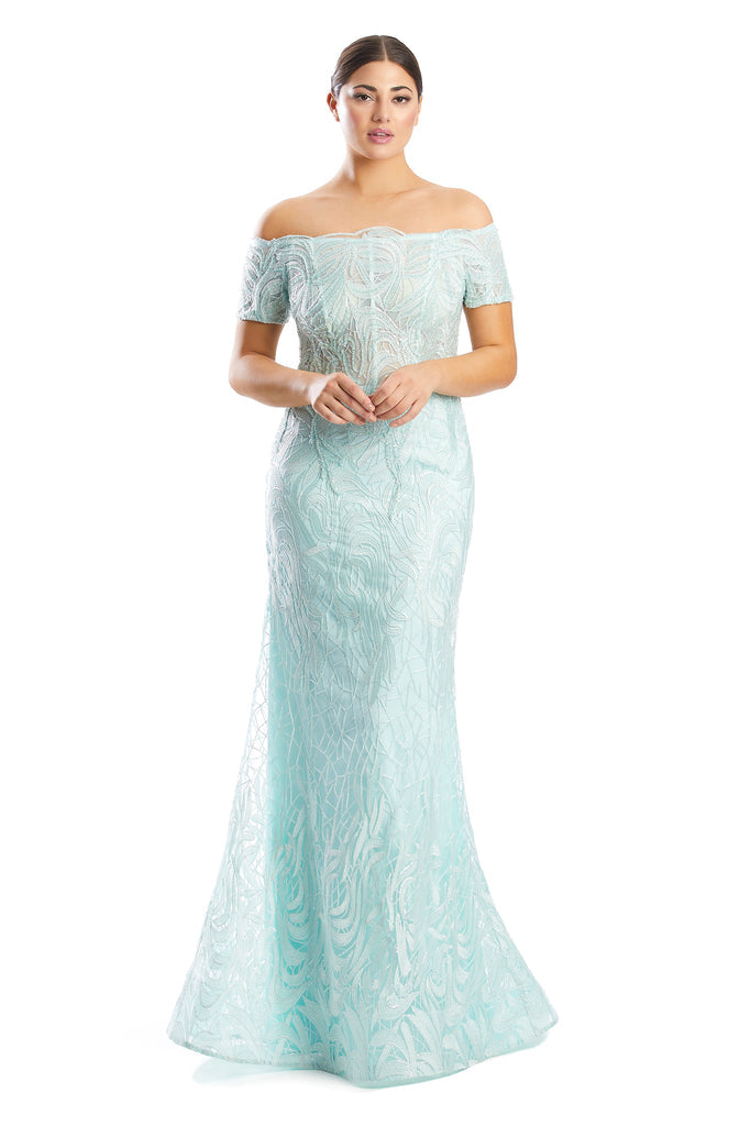 Formal Dresses Fitted Long Formal Beaded Evening Dress Mist