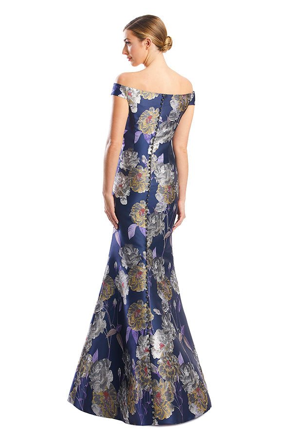 Formal Dresses Long Mermaid Floral Printed Evening Dress Navy/Multi