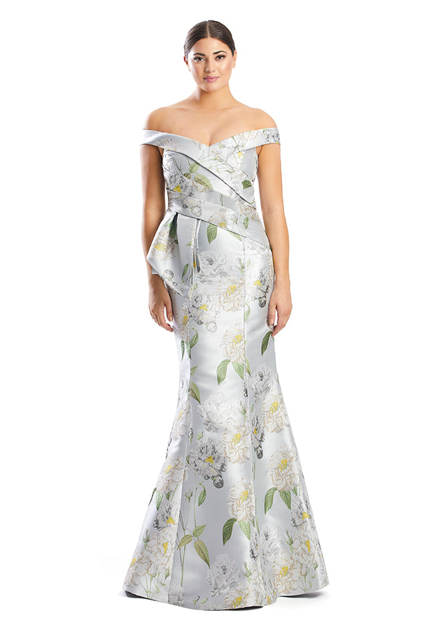 Formal Dresses Long Mermaid Floral Printed Evening Dress Silver/Multi