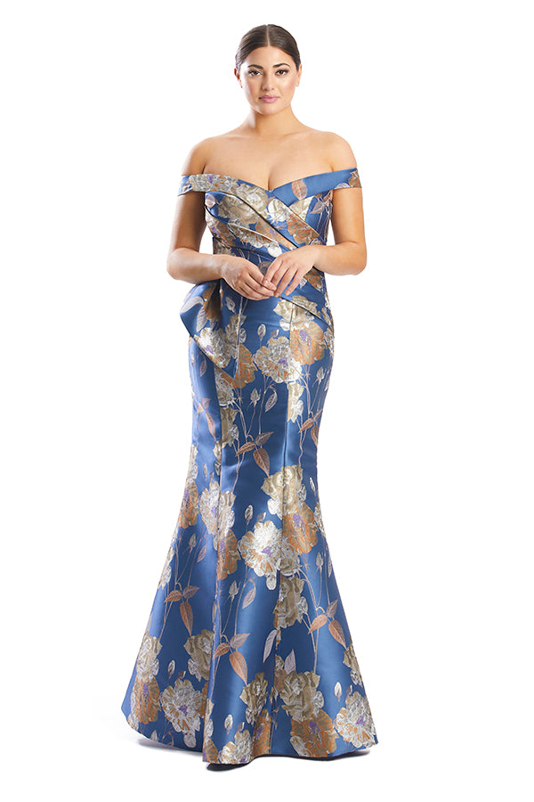 Formal Dresses Long Mermaid Floral Printed Evening Dress  Steel Blue/Multi