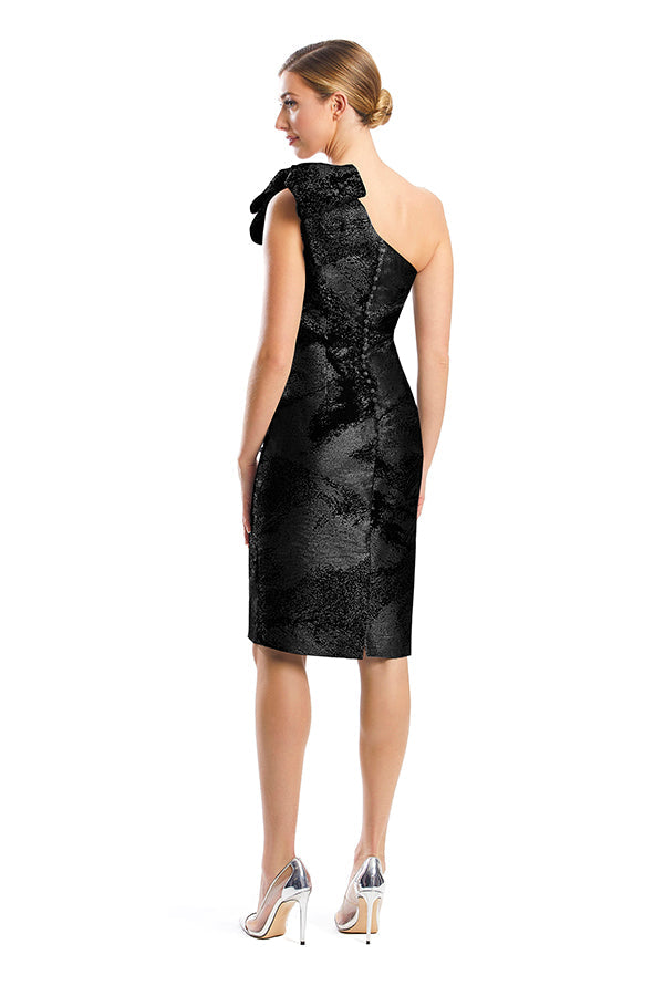 Cocktail DressesFitted Short Printed Knee Length Cocktail Dress Black