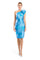 Cocktail DressesFitted Short Printed Knee Length Cocktail Dress Electric Blue
