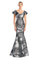 Formal Dresses  Electric Long Metallic Formal Evening Ruffle Dress Black/Silver